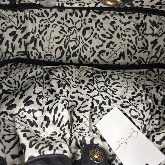 Jessica Simpson Rosanna Black Leather Tote Double Handles Shoulder Bag 14x11x5 - Picture 12 of 16
